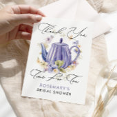 お茶の時間の水彩花のウェディングシャワー サンキューカード