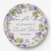 お茶の時間の水彩花のウェディングシャワー ペーパープレート (正面)
