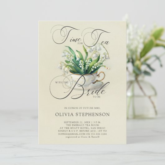 お茶の時間の谷のエレガントブライダルシャワー 招待状 (スタンド正面)