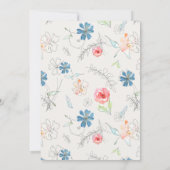 お茶の時間の赤ちゃんシャワー野花レッドブルー 招待状 (裏面)