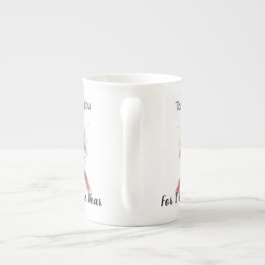 お茶の時間は君の近くにいると知っているからモダン ボーンチャイナマグカップ (裏面)