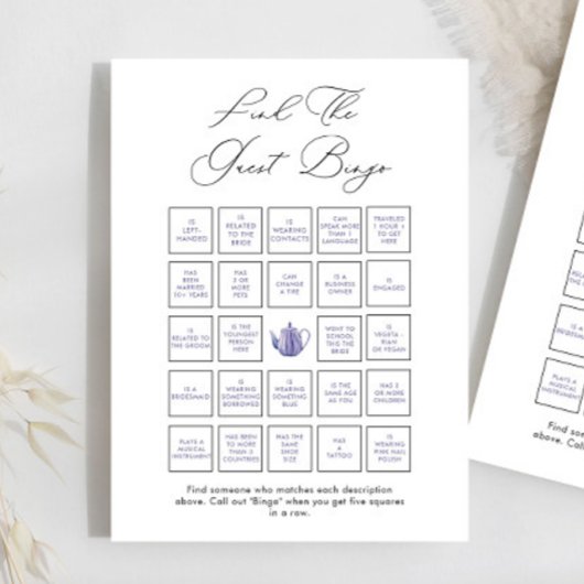 お茶の時間ゲストビンゴゲームを見つける