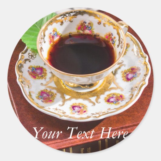 お茶の時間デザイン ラウンドシール (正面)