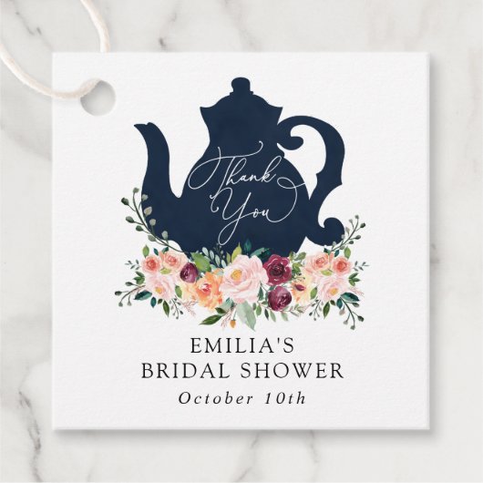 お茶の時間ブライダルシャワーサンキュークラシックラウンド フェイバータグ (正面)