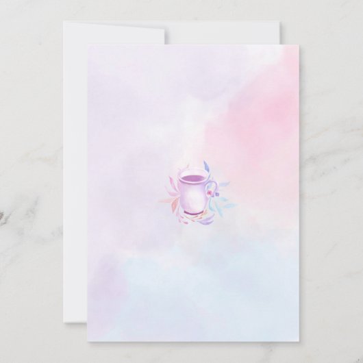 お茶の時間ベビーシャワートティーポットの水色フローラ 招待状 (裏面)