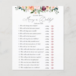 お茶の時間ママまたはパパ赤ちゃんシャワーゲームカード