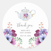 お茶の時間ヴィンテージ赤ちゃんシャワーありがとう ラウンドシール (正面)