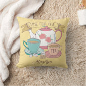 お茶の時間ヴィンテージBritish Tea Cups Decoration クッション (ブランケット)