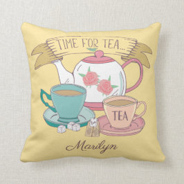 お茶の時間ヴィンテージBritish Tea Cups Decoration クッション