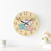 お茶の時間ヴィンテージEnglishティーカップティーショップ ラージ壁時計 (ホーム)