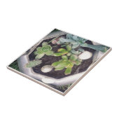 お茶の時間?お茶のポットを植えたポット タイル (側面)