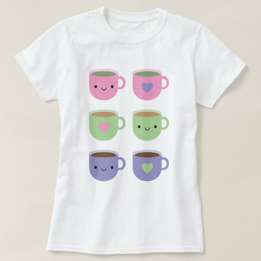お茶の時間-かわいいカップ Tシャツ (デザイン正面)