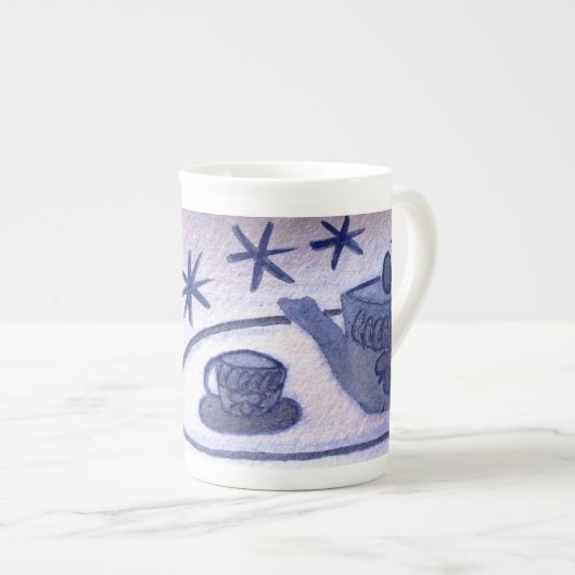 ...お茶の時間….アートbyジュッタ・ゲイブリエル… ボーンチャイナマグカップ (正面右)