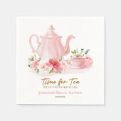 お茶の時間 | ギルドピンクブライダルシャワー スタンダードカクテルナプキン (正面)
