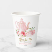 お茶の時間 | ゴールドピンクのウェディングシャワーのお祝い 紙コップ (正面)