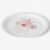 お茶の時間 | ゴールドピンクのウェディングシャワープレート ペーパープレート (アングル)
