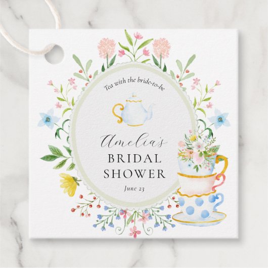 お茶の時間 ブライダルシャワー ファンシー ワイルドフラワー フェイバータグ (正面)
