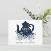 お茶の時間 ブルー シャワーの感謝カード サンキューカード (スタンド正面)