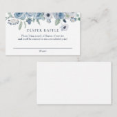 お茶の時間 ブルー 花柄 おむつくじ挿入カード エンクロージャーカード (正面/裏面)