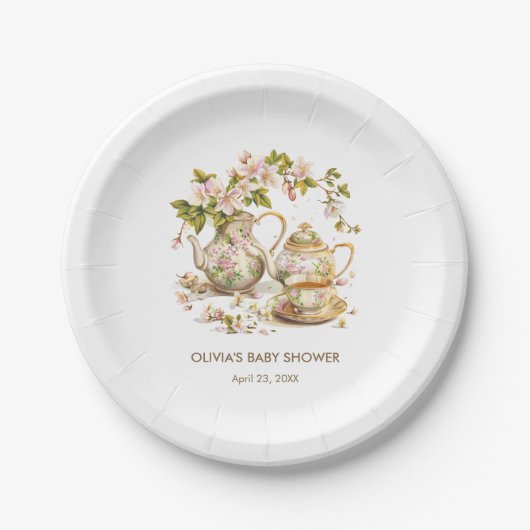 お茶の時間/ベビーは赤ちゃんシャワーを醸造 ペーパープレート (正面)