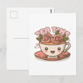 お茶の時間 ローズティー 可愛い ポストカード (正面/裏面)