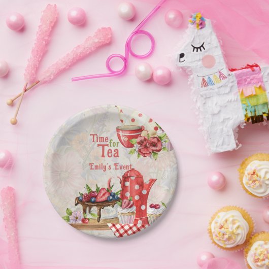 お茶の時間!ヴィンテージレトロアフタヌーンティーパーティー ペーパープレート (パーティー)