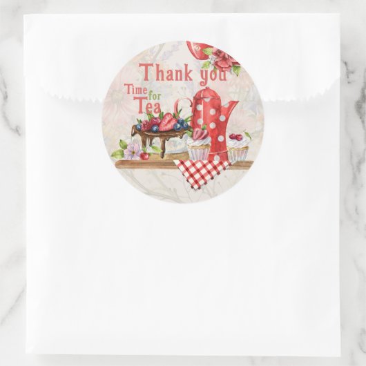 お茶の時間!ヴィンテージレトロアフタヌーンティーパーティー ラウンドシール (バッグ)