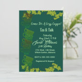 お茶の時間 緑の湯飲み 50歳の誕生日 招待状 (スタンド正面)