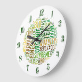 お茶の朝食文字デザイン ラージ壁時計 (傾斜)