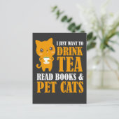 お茶の本や猫読を飲みたい ポストカード (スタンド正面)