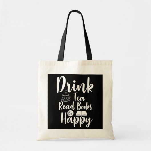 お茶の本を飲読むHappy Book Lover Apparel トートバッグ (正面)