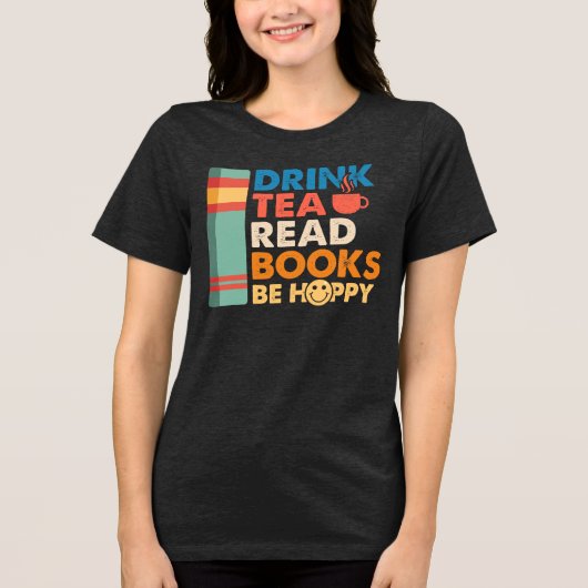 お茶の本読を飲むと幸せ トライブレンドTシャツ (正面)