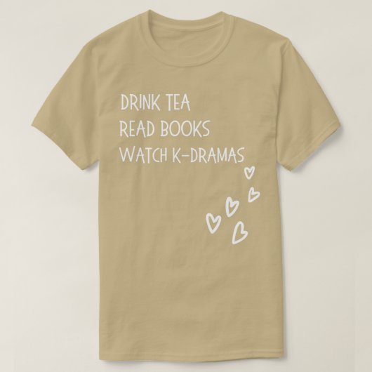 お茶の本読を飲むドラマを見る Tシャツ (デザイン正面)