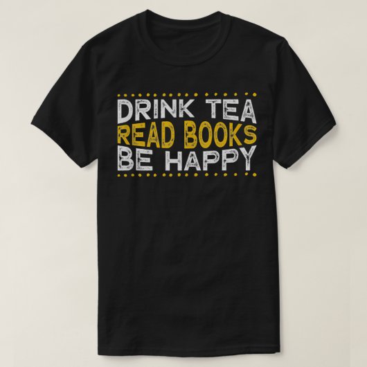 お茶の本読を飲むHappy 2 Tシャツ (デザイン正面)