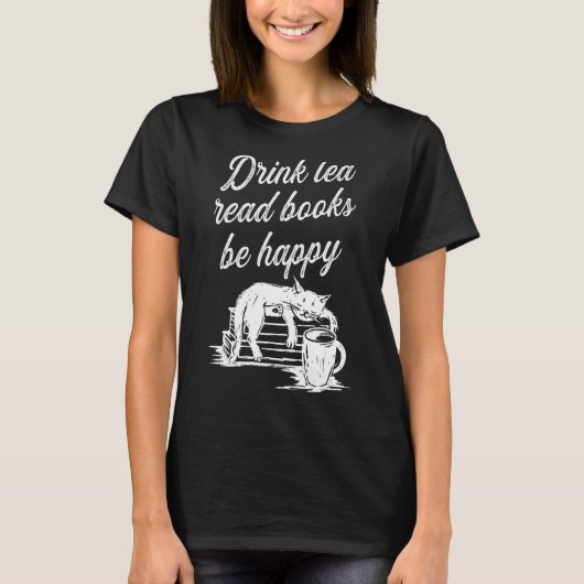 お茶の本読を飲むHappy 2 Tシャツ (正面)
