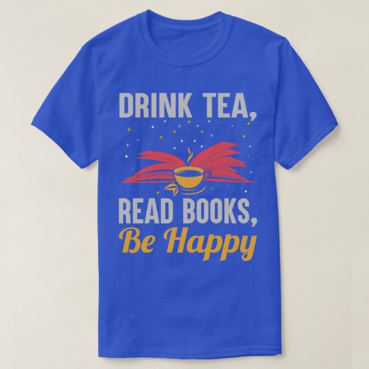 お茶の本読を飲んでおもしろい楽読しい Tシャツ (デザイン正面)