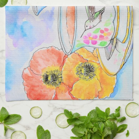 お茶の水の色の絵画時間 キッチンタオル (折り畳み)