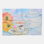 お茶の水の色の絵画時間 キッチンタオル (横)