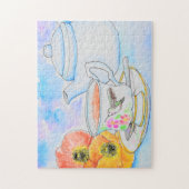 お茶の水の色の絵画時間 ジグソーパズル (縦)