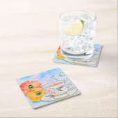 お茶の水の色の絵画時間 スクエアペーパーコースター (インサイチュ)