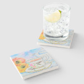 お茶の水の色の絵画時間 ストーンコースター (横)