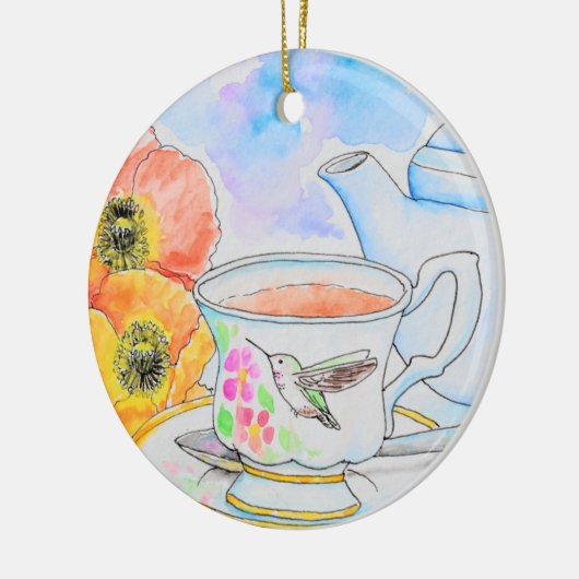 お茶の水の色の絵画時間 セラミックオーナメント (左)