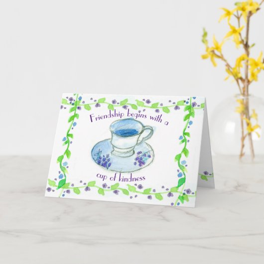 お茶の湯の友情は親切から始まる カード (黄色い花)