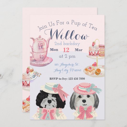 お茶の発表用招待されました 案内状 (正面/裏面)