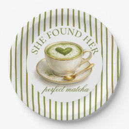 お茶の緑に彩られた完璧なマッチョのプリンセスシャワー ペーパープレート