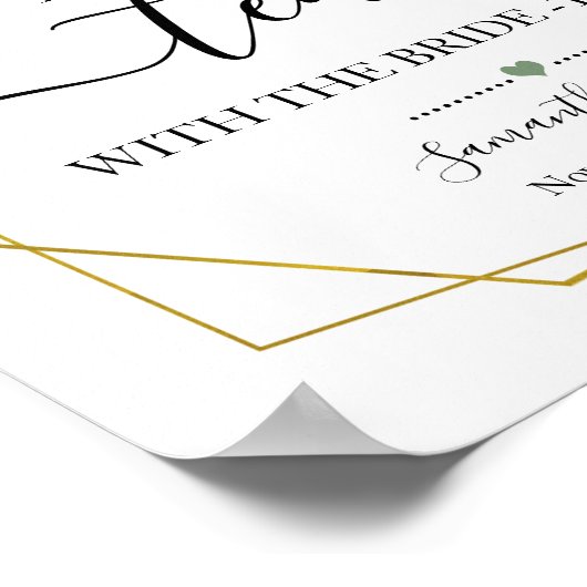 お茶の花嫁の緑の金ゴールドブライダルシャワー ポスター (角)