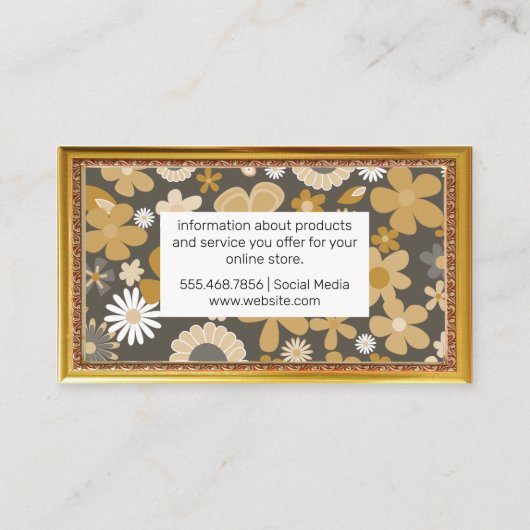 お茶の花柄 |金ゴールドアンティークフレーム 名刺 (裏面)