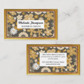 お茶の花柄 |金ゴールドアンティークフレーム 名刺 (正面/裏面)