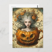 お茶の葉はがきのハロウィーンの妖精 ポストカード (正面/裏面)