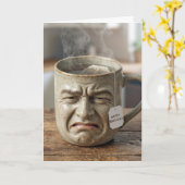 お茶の袋で面白い誕生日マグカップの顔 カード (黄色い花)